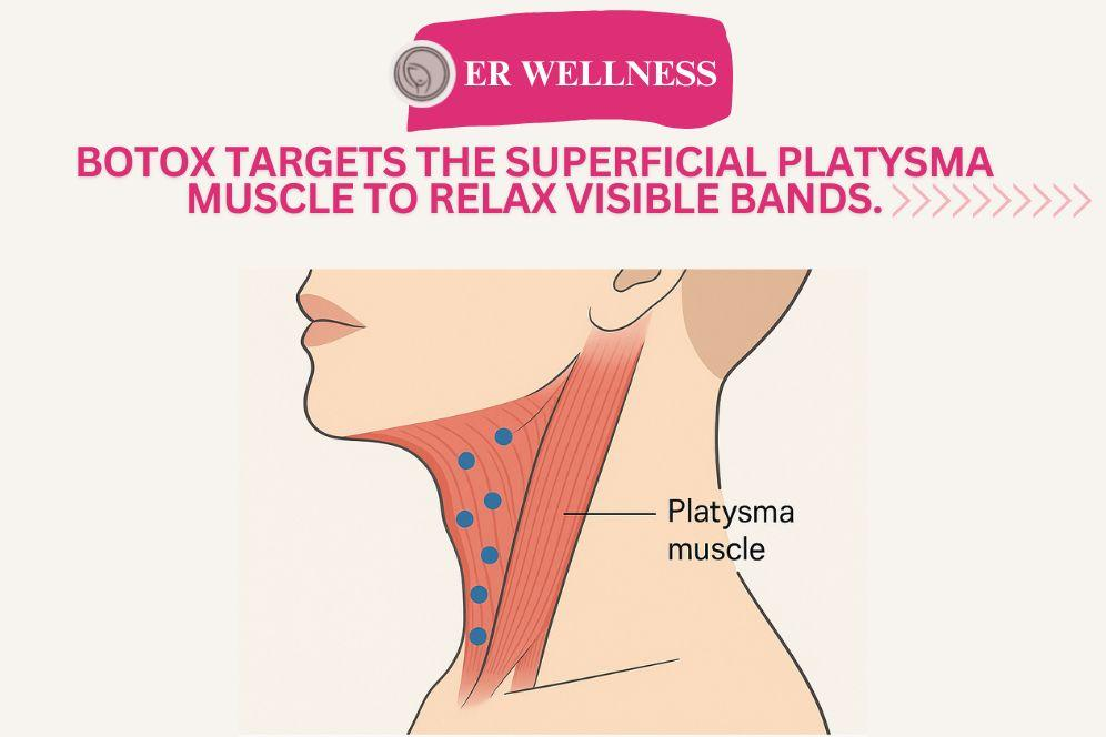 An image of a man's neck and jawline, highlighting the location and appearance of the platysma muscle.